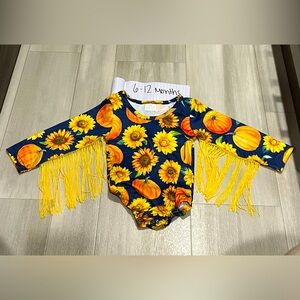 Infant Sunflower and Pumpkin Shirt with Fringe